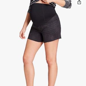 Isabel Maternity | Crossover Panel Midi Jean Shorts